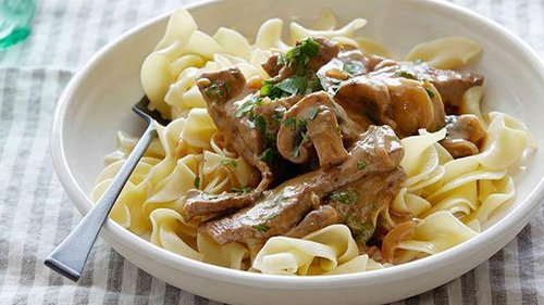 Бефстроганов из говядины с грибами