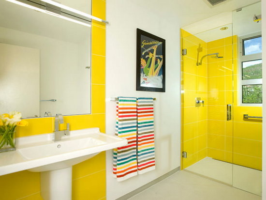 Желтый цвет в дизайне ванной комнаты